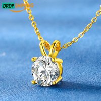 Fine Wedding Jewelry Gift White Gold 925 Sterling Silver Moissanite Solitaire Pendant Dainty Choker Diamond Necklace for Women