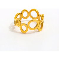 Fenny 18K Gold Plated Wholesale Waterproof&No Fade Dainty Fashion Irregular Hollow Circle Pave Ring Stainless Steel for Women