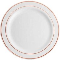 7.5 inch Disposable Plastic Plate Rose Gold Rim