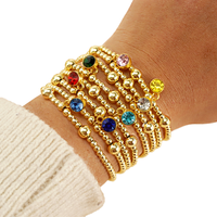 Go2boho Gold Plated Beaded Stretch Handmade Jewelry Elegant Women Luxury 18K Gold Filled Plated Beads Bracelets for Festival