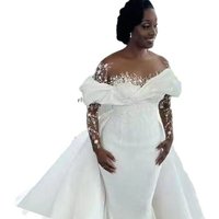 2023 Guangzhou Auyan Customized Size White Wedding Dress Elegant Mermaid Style Lace Flower Long Tail Bridal Evening Gown