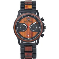 For Luxury Men's Quartz Chronograph Stainless Steel Wooden Watch Adjustable 3 Years CE ROHS Certified Water Resistant 3BAR