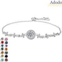 Dainty Round Cut 1CT VVS Multi Colored Moissanite Bracelets S925 Sterling Silver Star Designer Jewelry for Girlfriend Gifts