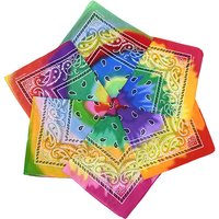Hip Hop Custom Digital Print Recycled Cowboy 100 Cotton Gradation Tie Dye Square Paisley Bandanas Scarf