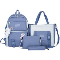 4pcs Set Unisex Fashion Primary Student Backpack Oxford 20-36L Waterproof Zipper Letter Pattern Teenager School Use High Quality