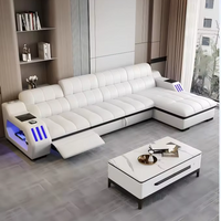 Hot Sales Led Light Smart Multifunctional Massage Leather Sofa Luxury Sound Projectors Storage Recliner Sofa Bed Sponge Hotel