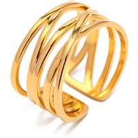 18K Gold Plated Stainless Steel Filigree Open Ring High-quality Jewelry for Girls Women
