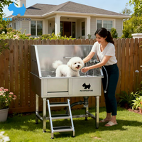 Luxury 34" Stainless Steel Door Dog Pet Spa Bathing Grooming Bathtub Wash Station Novelty Designed for Cleaning & Bathing Pets
