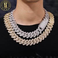 25mm Big Cuban Link Chain Fashion Hip Hop Jewelry 18K Gold Plated Brass Prong CZ Diamond Iced Out Chunky Rapper Necklace for Men