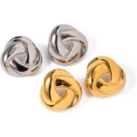 2025 Vintage Braided Diamond Earrings Stainless Steel 18K Gold Plated Stainless Steel New Geometric Shape Stud Earrings