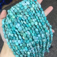 Natural 8-10mm Russian Amazonite Round Irregular Shape Beads Gravel Pebble Gemstone Beads Healing Energy for Jewelry Making 15"