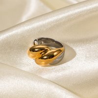 New Arrival Ins Popular 18K Gold Plated Triple Layered Chunky Finger Ring Stainless Steel Rings for Women
