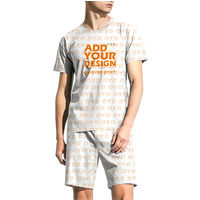 Print on Demand Summer Round Neck Short Sleeved 2 Piece Pajamas Set Fourth of July Casual 2XL Loungewear Men's Sleepwear