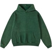 Hot Selling Distressed Hoodie Blank Custom Acid Washed Hoodie Green Personalised Oversized Hoodie