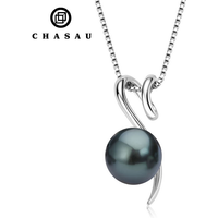 Fashion Jewelry Necklaces Simple 925 Sterling Silver Freshwater Cultured 9-10mm Single Pearl Pendant Necklaces