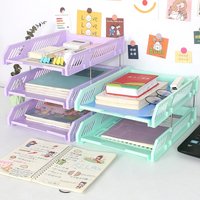 3 Tier Letter Tray Stackable File Magazine Holder Document Organizer A4 File Organizer Plastic Front Load File Holder