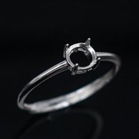 Sterling Silver 4mm/5mm/6mm/7mm/8mm Semi Mount Ring Frame Empty Blank Support Setting S925 Base Center Without Stone for Inlay