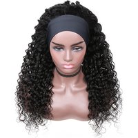 Wholesale Cheap Raw Indian Virgin Remy Human Cuticle Aligned Deep Wave Hair None Lace Wigs for Black Women Glueless Headband Wig