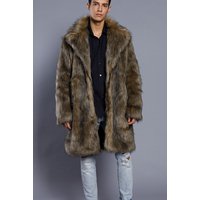 Men's Thick Faux Fur Trench Coat Waterproof Breathable Eco-Friendly Long Overcoat
