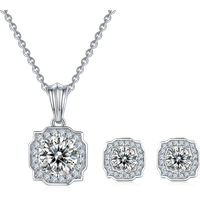 Hot Selling 1ct Moissanite Necklace and Earrings 925 Sterling Silver Jewelry Sets for Women with GRA Certificate