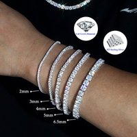 3mm 4mm 2mm S925 Sterling Silver Tennis Chain White Gold Plated Women LAB Diamond Jewelry VVS Moissanite Bracelet Men Necklace