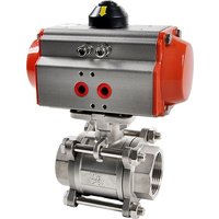 COVNA 90-Day Window HK56 DN25 1" 2-Way 3PC Ball Valve with Pneumatic Actuator for Steam 316 SS 1000 WOG Ball Valve