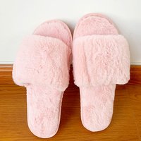 2024 New Style Women's Fluffy for Slippers Popular Fashion One Strap Thick Bottom Plush Soft Anti-Slippery
