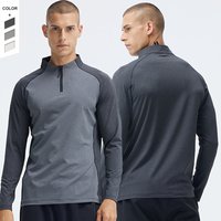Hot Selling Quick Drying Long Sleeve Half Zipper Training Men's Clothes Running Fitness Sportswear T-shirts