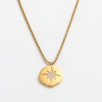 18K Gold Plated Starburst Stainless Steel Pendant Necklace Trendy Jewelry Dainty Pendant Necklace