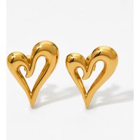 Fashion Women's Trendy Stainless Steel Heart Stud Earrings 14K Gold Plated Crystal Rhinestone Third Party Certified Party Wear