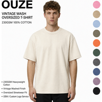 Custom Logo Vintage Solid 230gsm 100% Cotton Oversized Drop Shoulder Design Plus Size Men's T-Shirts Streetwear Tee Unisex