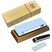 SHANZU Premium Double-sided Japanese Grinding Whetstone 3000/8000 Grit with Bamboo Base & Flattening stone for Sharpening Knives