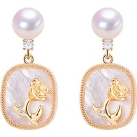 SHDIYAYUN 18K Gold-plated Luxury Sea Shell Rose Earrings Natural Freshwater Pearl Earrings for Women