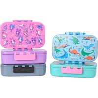 For 4 Compartment Heatable Leak Proof Microwavable Food Grade PP Bento Lunch Box with Cutlery for School Kids' Lunches