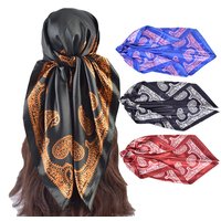 35" Square Silk Like Head Scarf - Women's Fashion Silk Feeling Scarf for Hair Wrapping and Sleeping at Night.