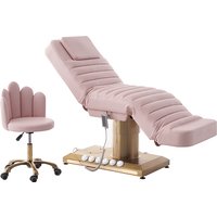 Multi-Functional PU Leather Beauty Salon Bed Modern Electric Beauty Bed With Sturdy Frame Foot Control Led Light Gold Base
