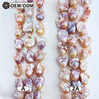 Wholesale Natural Baroque Freshwater Pearl Necklace with Black Rhinestone Edge Long Beaded Jewelry Loose Beads Colorful Pearl