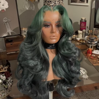Wholesale Green Ombre Vietnamese Raw Virgin Human Hair Wig Body Wave Brazilian Hair with HD Lace Frontal Black Women Long Length