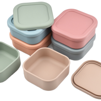 Am Azon Hot Selling Reusable Square Kid Silicone Lunch Storage Container Durable and Leakproof Silicone Bento Lunch Box With Lid