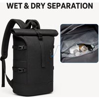 EURCOOL OEM Roll Top Backpack for Men Waterproof Travel Expandable Laptop Bag Anti-theft USB Nylon Casual Design
