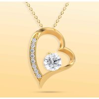 Classic 18k Gold Plated Stainless Steel Chain Trendy Zircon Heart Pendant Necklace Fashionable Valentine's Day for Gift Women