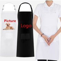 Aprons Custom logo Printing Black Polyester Kitchen Chef Apron Full Length Black Dishwasher Custom Aprons for Men