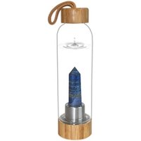 Double Lids Borosilicate Gemstone Glass Bottle
