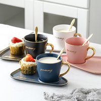Pink & Gold Matt Porcelain Tea Cup Saucer Set