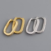 GE68 Fashion Vintage Oval 925 Sterling Silver Big Circle Fine Jewelry Ear Buckle U Shape Zircon Hoop Earrings for Women Gift
