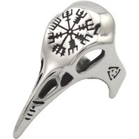 Gothic Nordic Compass Crow Skull Ring for Men Stainless Steel Viking Ring Male Odin Crow Norse Pagan Rings