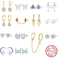 Trendy Custom Material Fashion Designs Women Jewelry Zircon 925 Sterling Silver Gold Plated Earring Other Style Earrings Set