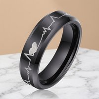 Wholesale Handmade Custom Tungsten Jewelry Tungsten Carbide Black Ring Men Laser Pattern Mens Rings Fashion Rings