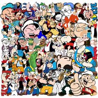 50Pcs Popeye the Sailor America Cartoon Label for Kids Children Decoration Skateboard Luggage Laptop Stickers