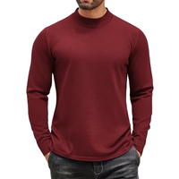 Heavyweight 270G Loose Pure Color Sweater Inner Wear Semi-high Neck Long Sleeve T-shirt Casual Turtleneck Men's Sweaters